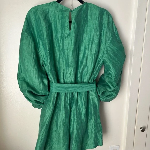 Maje Emerald Green Linen-Blend ROMPER - Picture 6 of 9